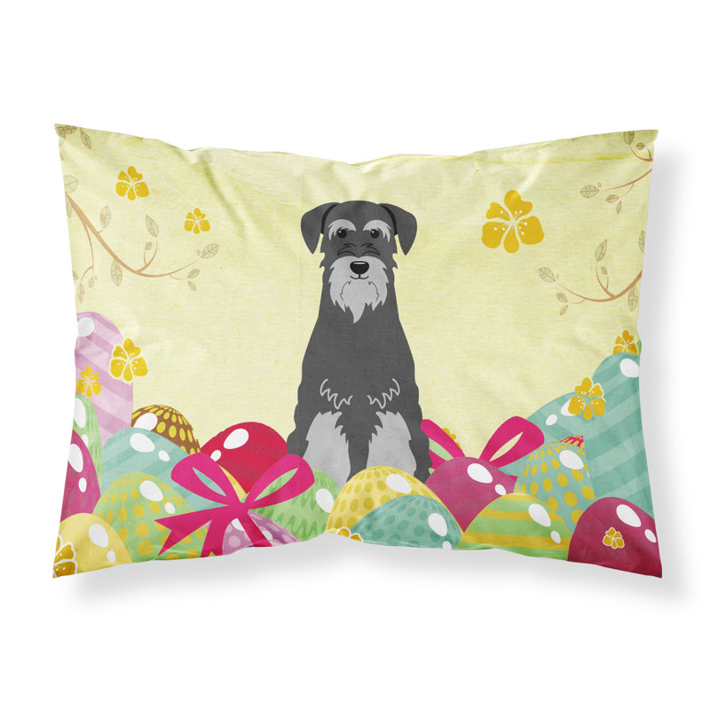 Taie d’oreiller œufs de pâques, Schnauzer moyen noir et gris
