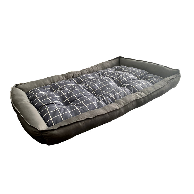 Lit pour chien à carreaux gris M, H 4 po x l 35,5 po x P 23,5 po
