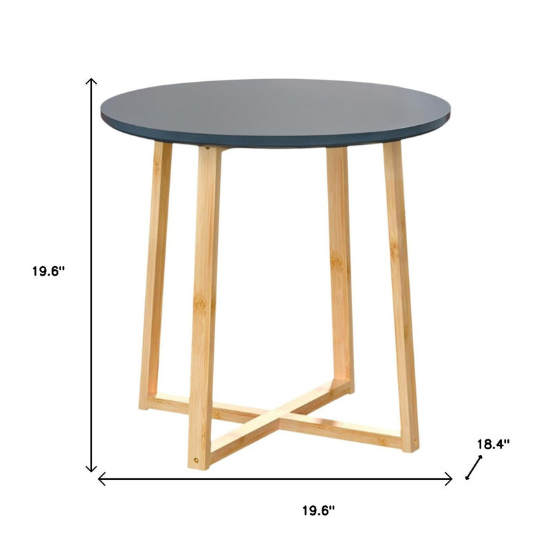 Table de bout 20 "en bois massif gris et naturel avec pieds croisés