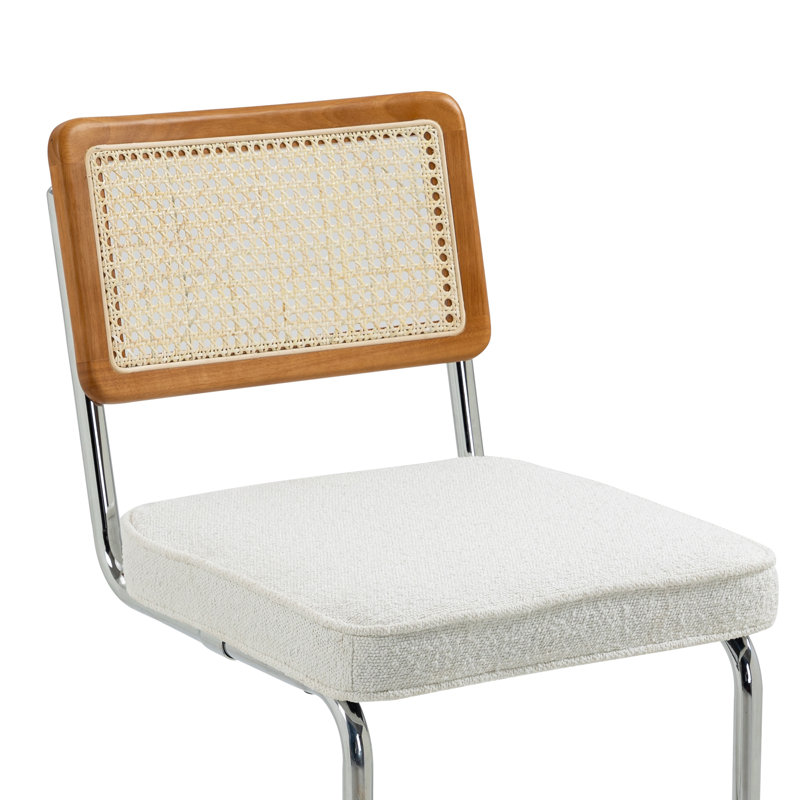 Tabouret de comptoir Avalyna, Tabouret de comptoir (siège d'une hauteur de 26 p, Blanc, Chrome