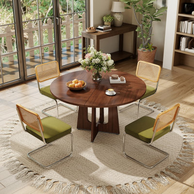 47 Inch Farmhouse Round Dining Kitchen Table Set for 4
