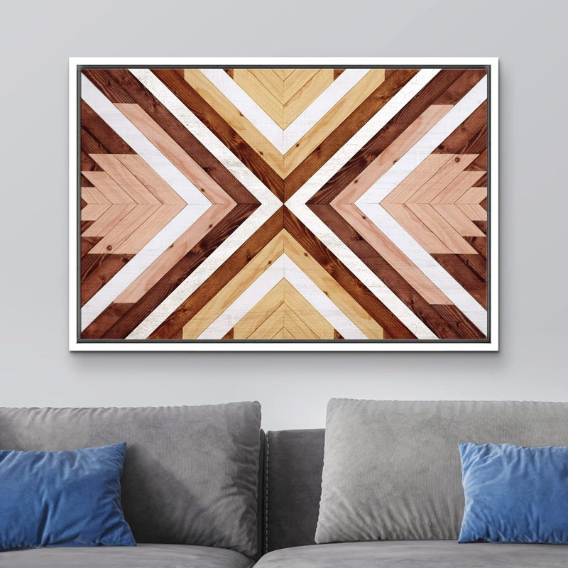 Impression sur toile, motif de bois brun naturel, H 24 po x l 36 po x P 1,5 po, Cadre flottant blanc