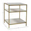 Higgins 2-Tier Marble Sidetable w/ Iron Frame, White and Brass