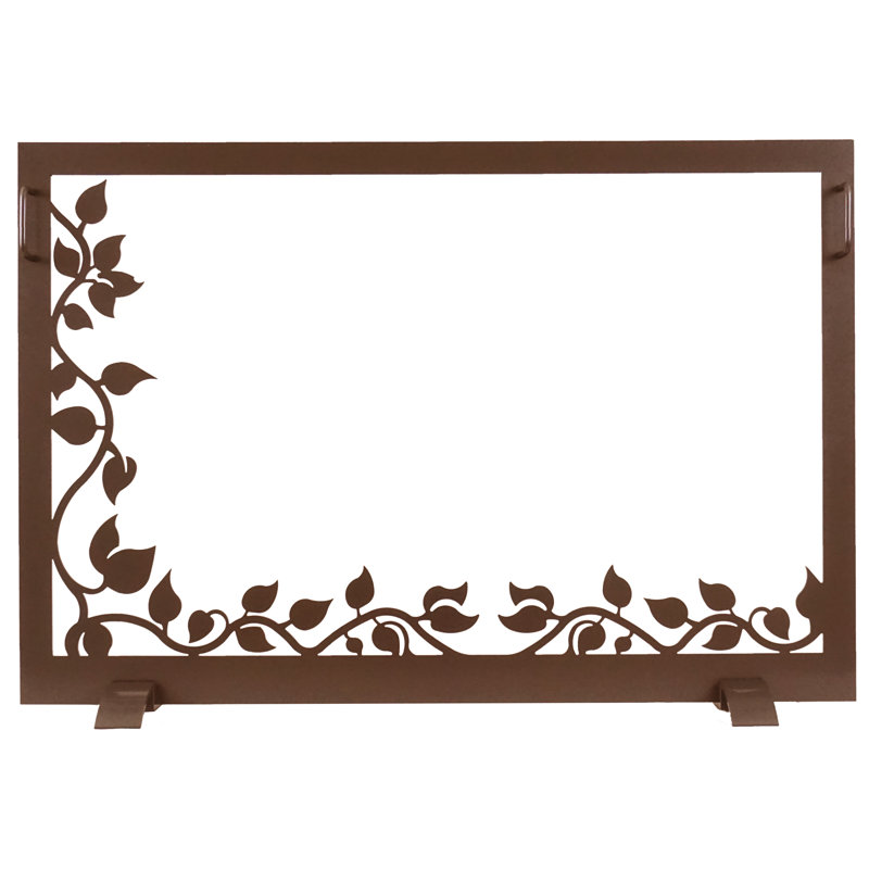 Solar Bronze Steel and Glass Ivy Design Fireplace Screen