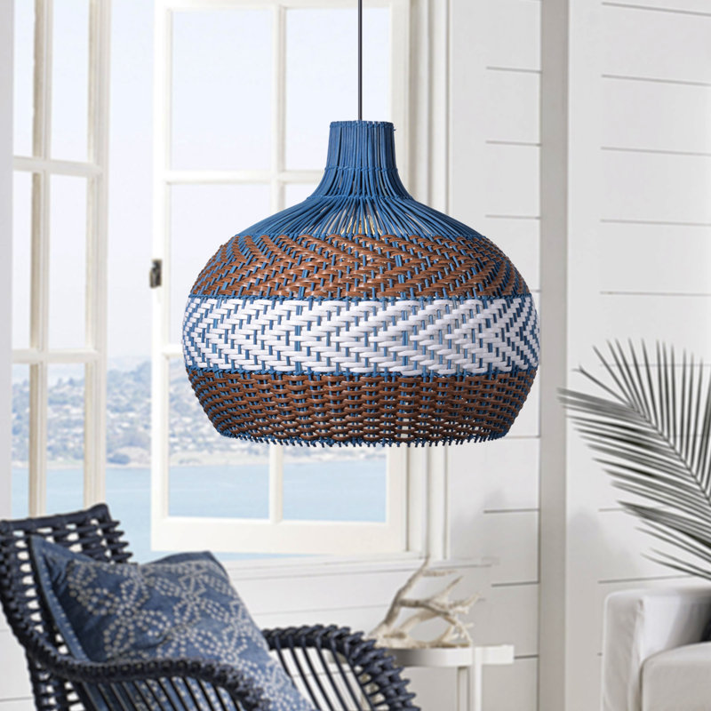 Luminaire suspendu bleu clair Adhem 1, H 13,77 po x l 15,74 po x P 15,74 po