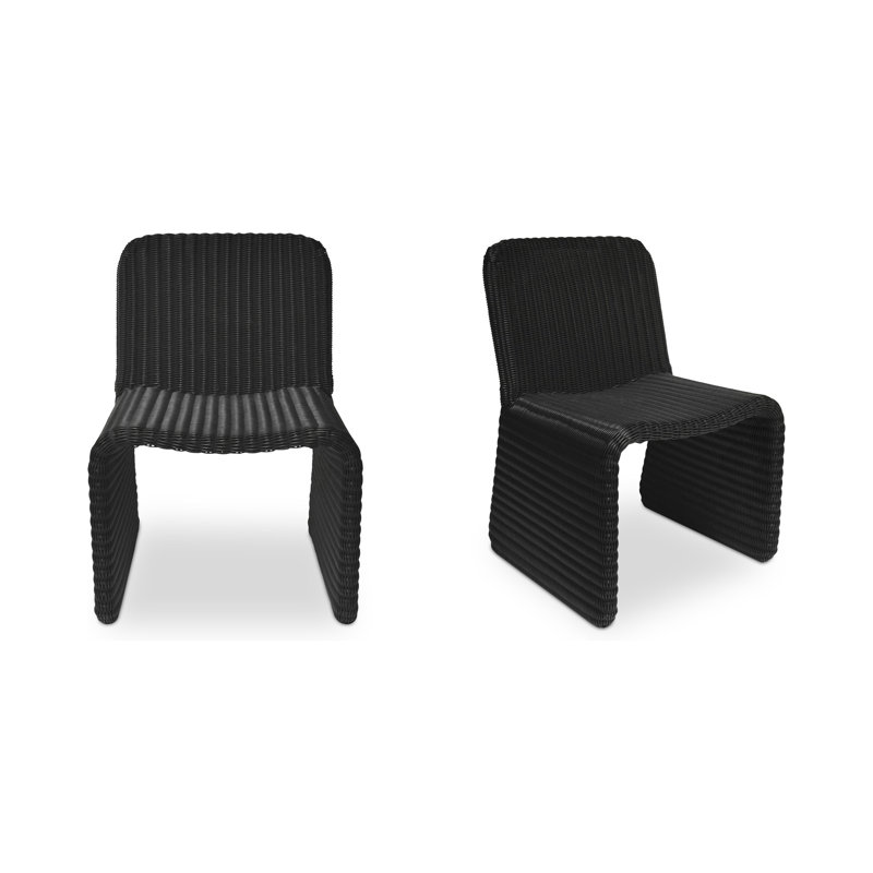 Ella Outdoor Dining Chair Charcoal-Set of Two, Black