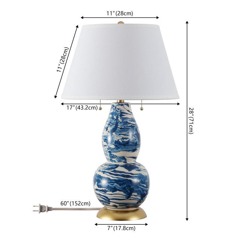 Ensemble de lampes de table 28 po Cassoday, Bleu marine/blanc