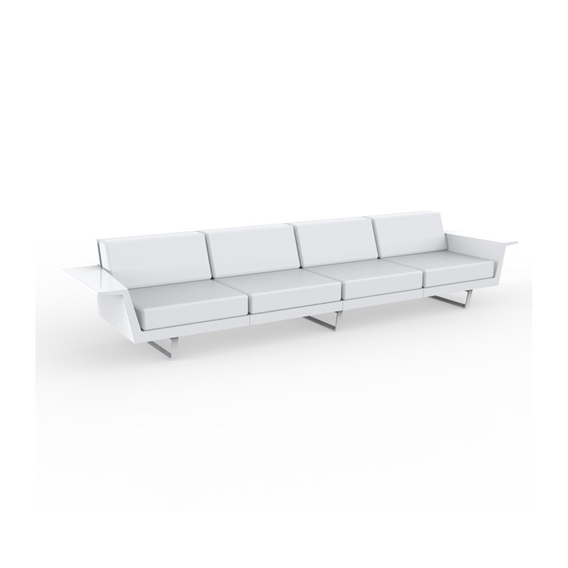 Delta 140.25" W 4 Seat Sofa, White Polyester, Basic White