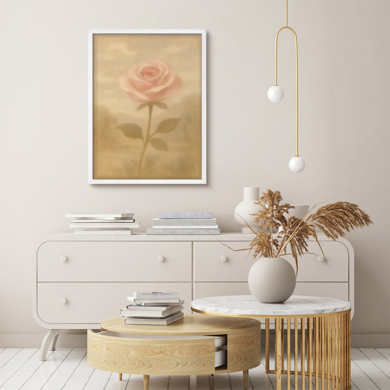 «Soft Soft Rose», impression florale élégante pour un décor de salon ou de chambre à coucher romantique, H 10 po x l 8 po