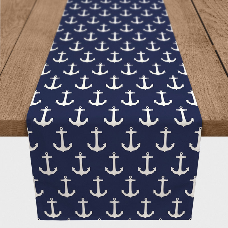 Chemin de table géométrique McKay, L 72 po x l 16 po, Bleu marine, Mckay Geometric