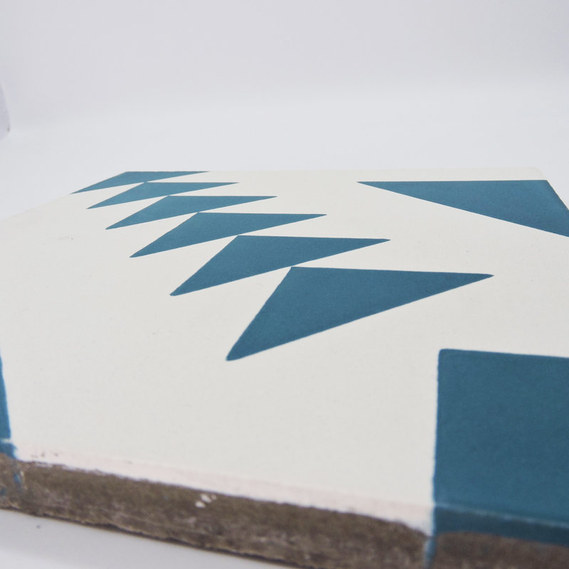 Tadla 8" x 8" Cement Patterned Wall & Floor Tile, Navy Blue/White