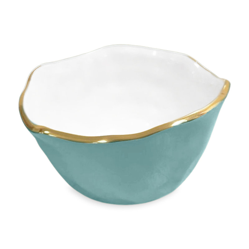 Encanto Aluminum Dessert Bowl, White/Teal