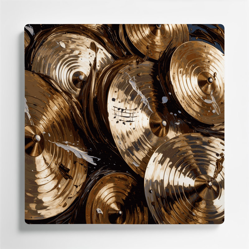 Art mural en métal avec cymbales musicales, H 12 po x l 12 po