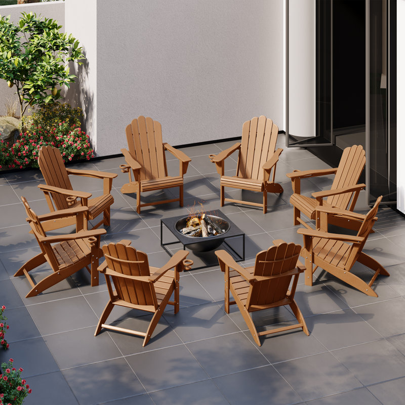 Outdoor Poly Adirondack Chair (Set Of 8), Teak