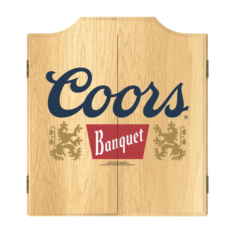 Coors Banquet Logo Wood Dartboard Cabinet Set with Darts