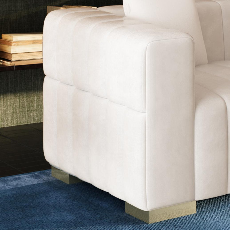 Charlesworth 82'' Velvet Sofa, Gold, White
