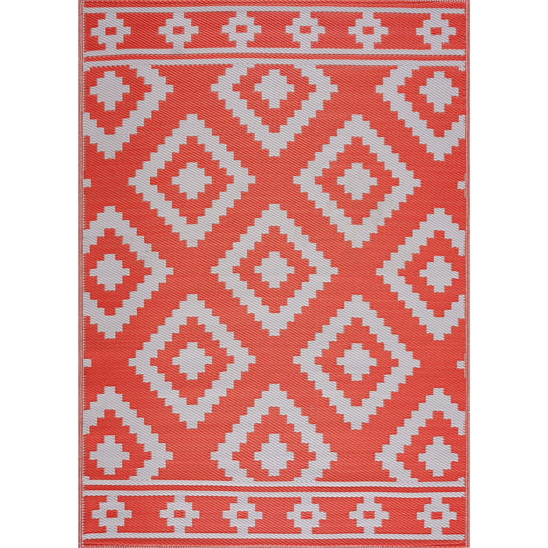 Tapis tissé à la machine orange / gris Hulmeville Southwestern, Rectangle 5 pi x 7 pi