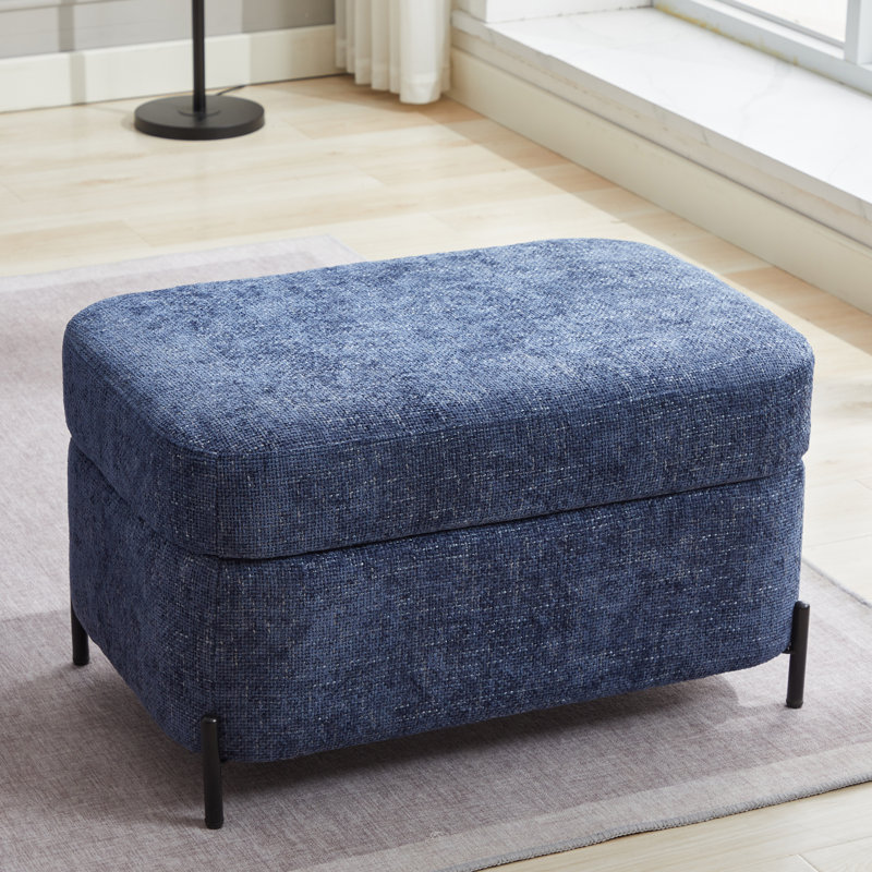 Bampton Upholstered Storage Ottoman, Navy Chenille