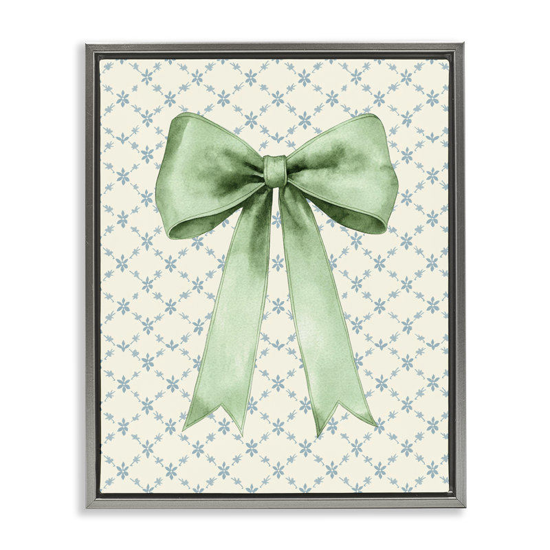 Arc-en-ciel vert sur cadre flottant à motif de courtepointe rose, design par Petal Prints Design, H 21 po x l 17 po