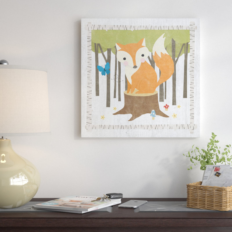« fox », peinture sur toile tendue hideaway series, H 12 po x l 12 po x P 1,5 po, Toile tendue, Pas de tapis
