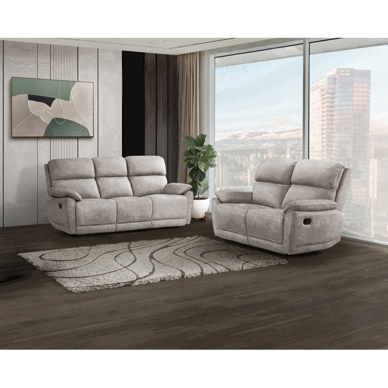 Ensemble 2 pièces: canapé inclinable et causeuse, Ensemble 2 pièces taupe
