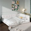 Structure de lit tapissier grand format en lin avec ports USB, beige - aucun sommier nécessaire-105881790-105881788