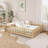 Full Size Floor Platform Bed With Fence And Door For Kids-514382237