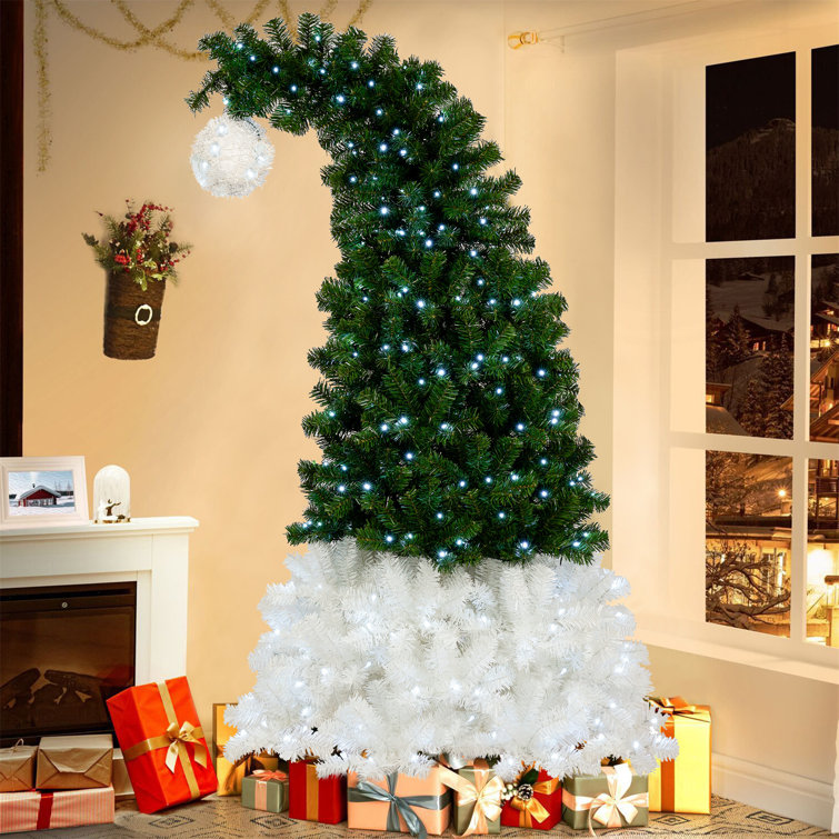 6ft Artificial Christmas Tree, Santa Hat Shape Fir X-mas Tree with 1250 Lush Branch Tips, 300 Lights The Holiday Aisle