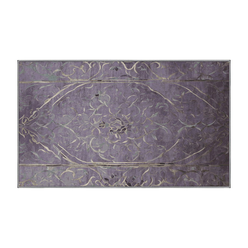 Machine Washable Pink Area Rug, Runner 2' x 4'