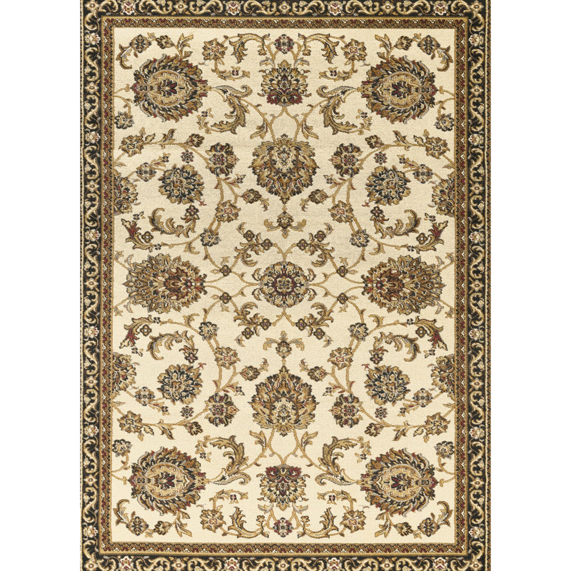 Tapis crème en polypropylène 2 pi 7 po X 3 de conception classique avec un élégant motif intégral pour une couleur intemporelle chaleureuse et invitante