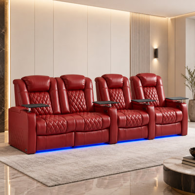 Power Zero Gravity Top Grain Leather Home Theater Recliner Seating