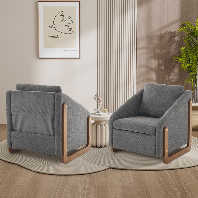 Ensemble de 2 fauteuils d'appoint rembourrés 28,92 po, Polyester gris