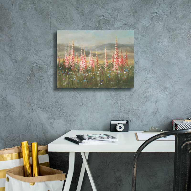 «Wild Foxglove Meadow» par Danhui Nai, art mural sur toile, H 12 po x l 16 po