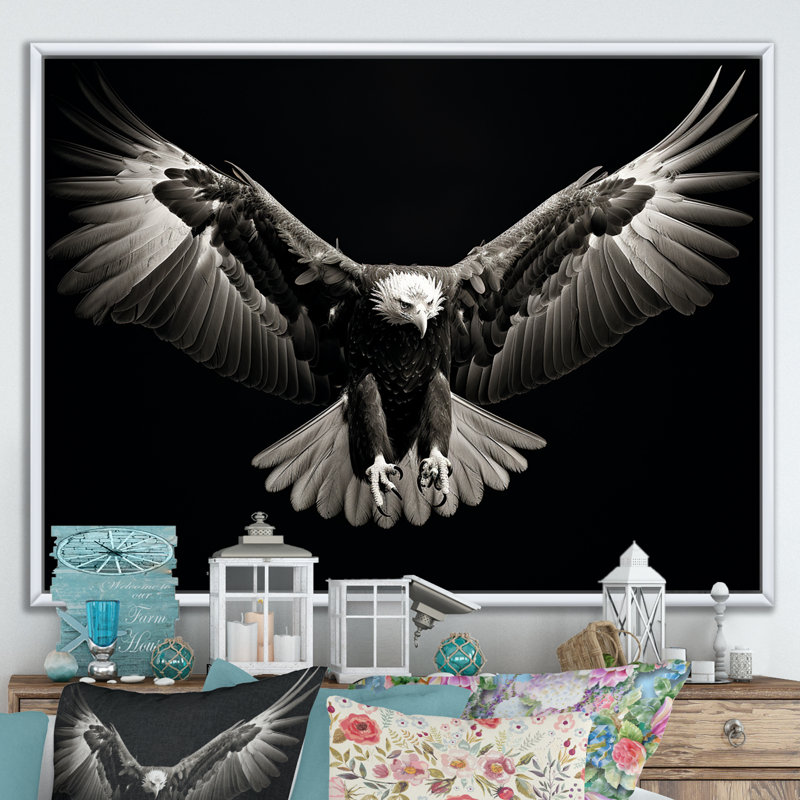 «Bold Eagle Power Hunter IV», reproduction sur toile, Cadre flottant blanc, H 24 po x l 32 po x P 1 po