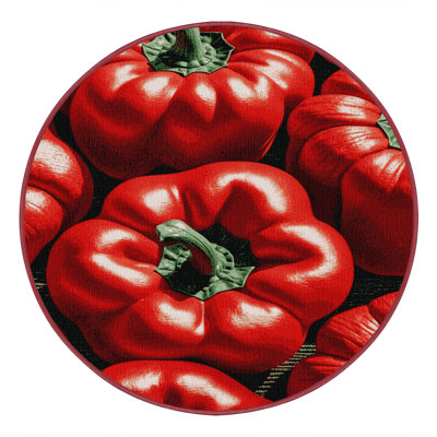 Washable Bell Pepper Red Vegetables Area Rug