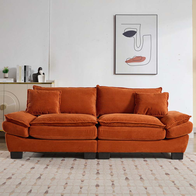 Canapé avec coussins Corduroy, Orange