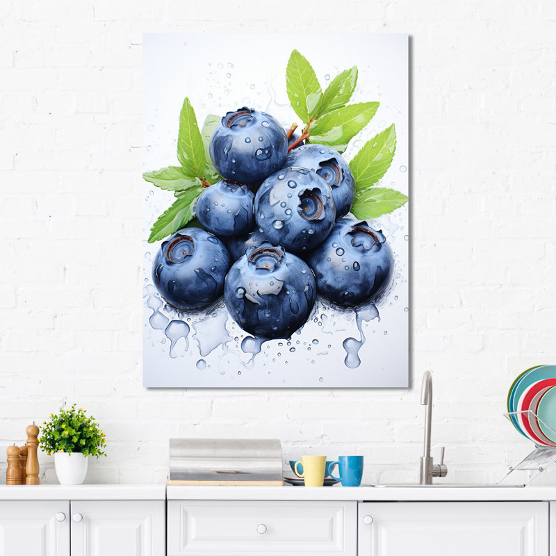Ballet Blueberry Fruit Serenade IV - fruits, art mural, H 44 po x l 34 po x P 1,5 po