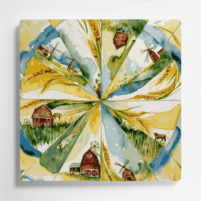 Art mural en métal beige Farm Farm, H 16 po x l 16 po