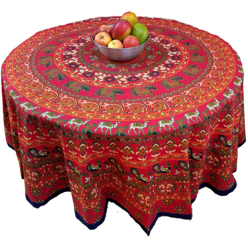 Murad Cotton Elephant Tablecloth, Red