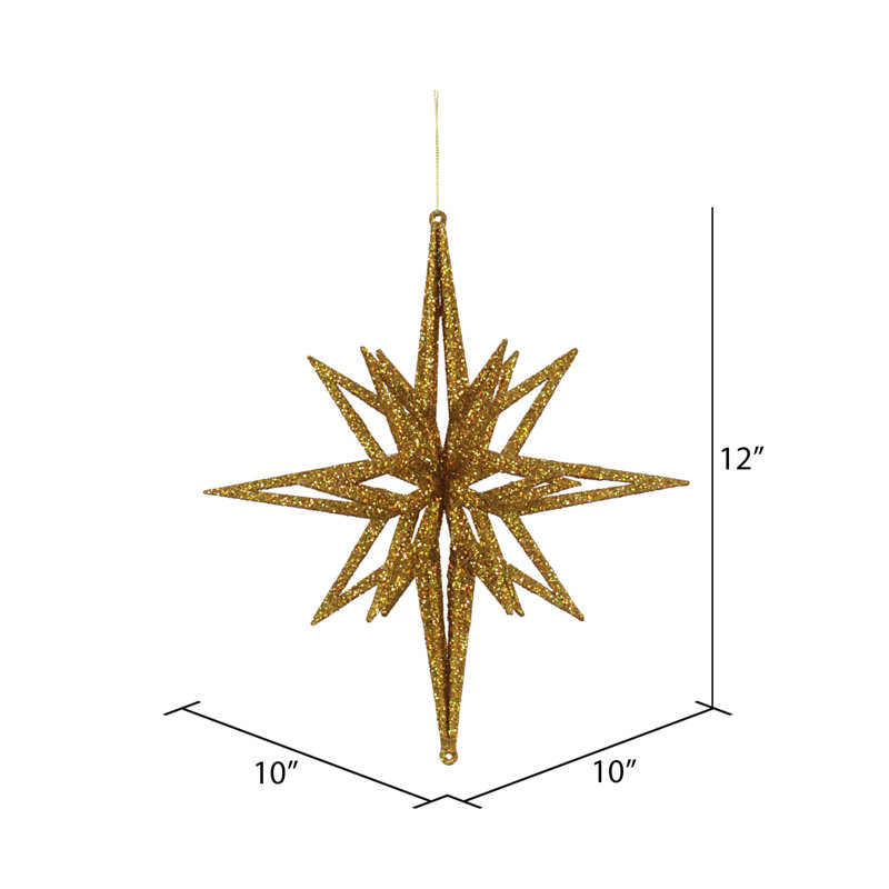 Ornement étoile 3d paillettes, H 12 po x l 10 po x P 10 po, Or