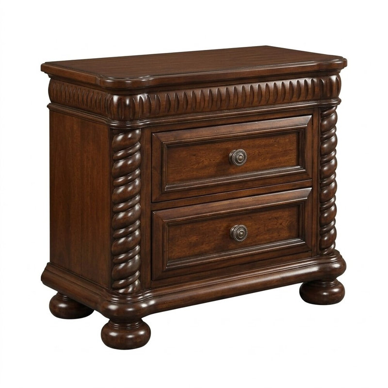 Chêne foncé 2 tiroirs Zosia 29,88 po W Table de chevet