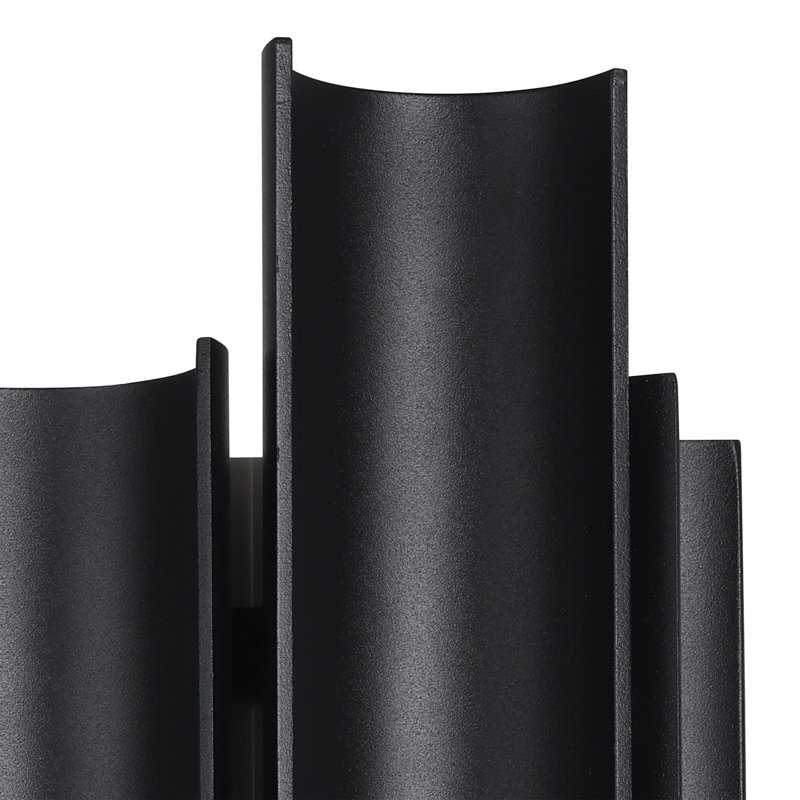Shullsburg 16-inch 3-light Textured Black 5CCT LED Exterior Wall Sconce, 16" H x 6.5" W x 3.75" D