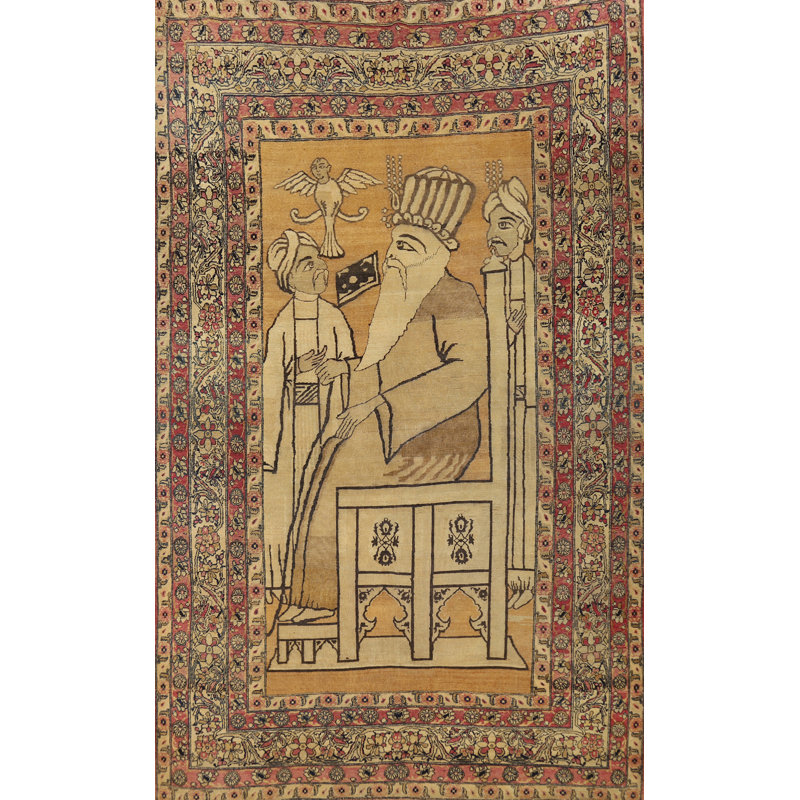 Tapis traditionnel pré-1900 à teinture végétale antique 4 x 7