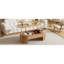 Table basse ovale à plateau relevable en bois brun avec rangement caché pour le salon