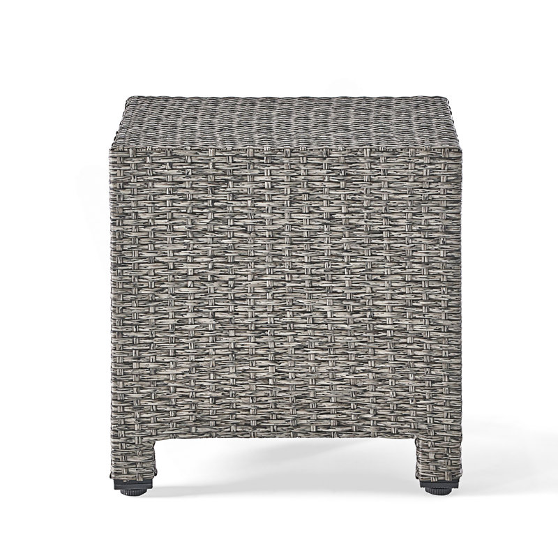 Cube Shape Rattan Accent Table