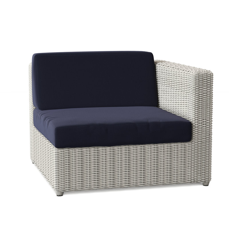 Sag Harbor Outdoor One Arm Lounge Chair, Canvas Navy Sunbrella® Canvas, Sag Harbor Classic White