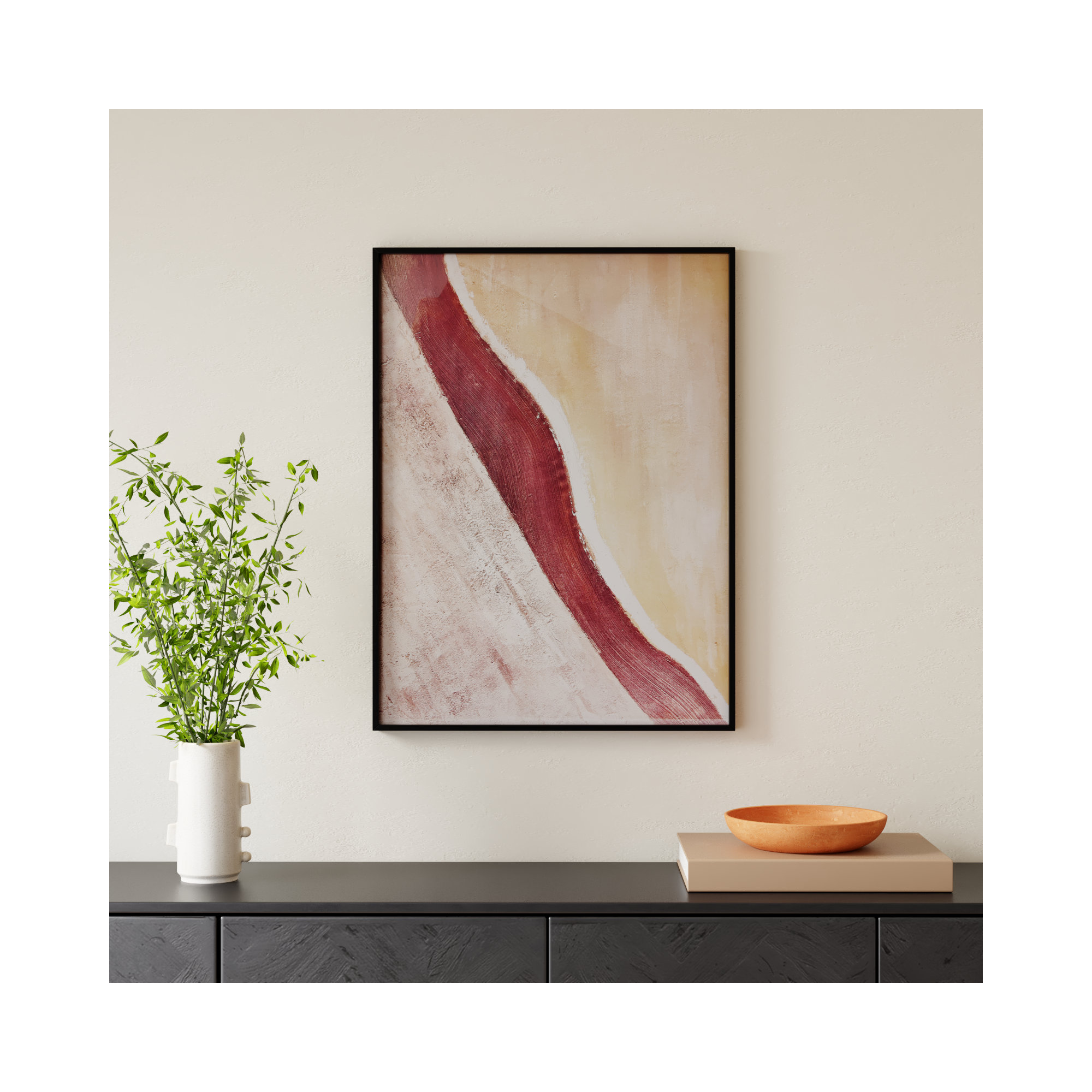 Abstract Print with Black Metal Frame