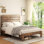 Lit plateforme robuste en bois au design silencieux et amplement de rangement sous le lit