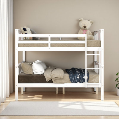 Full Over Full Bunk Bed With Ladder For Bedroom, Guest Room Furniture