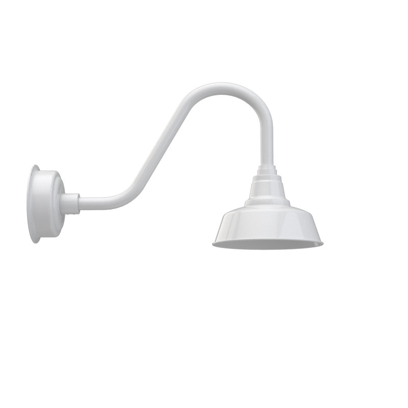 Luminaire de grange d'extérieur Vandervliet, H 14,37 po x l 10 po x p 24 po, Blanc